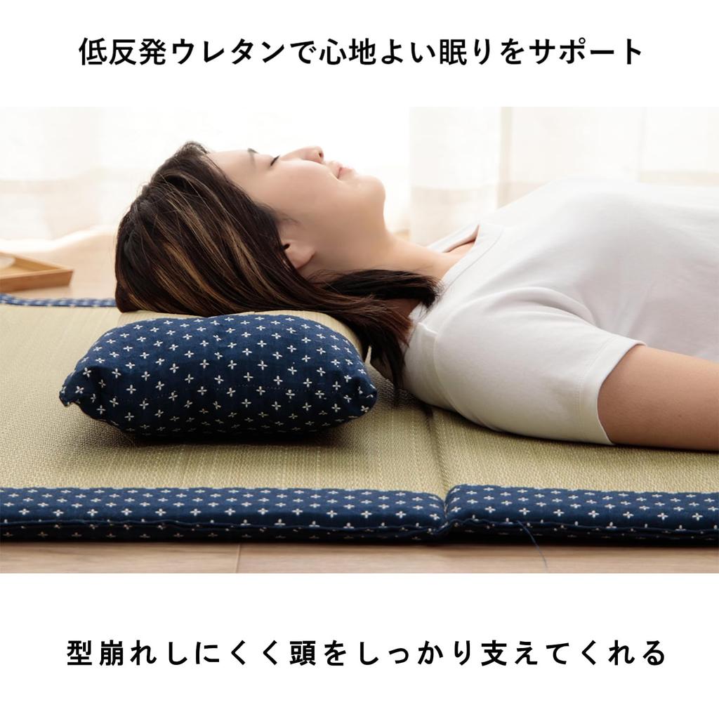 Подушка Ikehiko Igusa Японская плоская подушка Shiori Желтая Примерно 30 x 50 см Индийский хлопок Sashiko Не душная Простая Расслабляющий эффект Антибактериальная