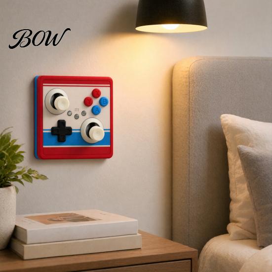 Retro Gaming Switch Plate Cover Arcade Game Controller Light Cover, 1-Gang/2-Gang Wall with Joystick XYAB Decor Buttons, for Room Bedroom, Gift Gamers