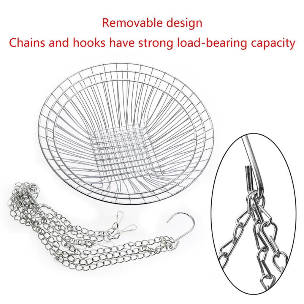 3 Tiers Fruit Basket Vegetable Kitchen Storage Baskets Wire Chain Hanging Space Saving Fruit Plant Storage Basket Decor