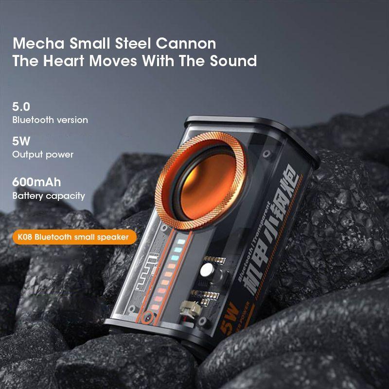 2024 K07 Прозрачный Bluetooth 5.0 динамик беспроводной небольшой стальной пушки RGB подсветка ритм TWS сабвуфер мини креативный динамик