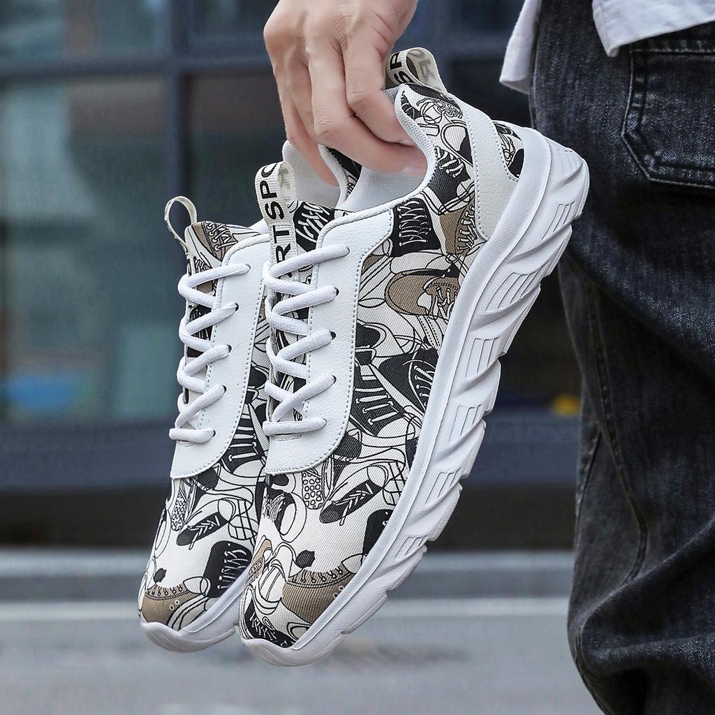 TUINANLE Мужские кроссовки, легкая повседневная обувь, кроссовки для бега с граффити, большие размеры 39-48, дышащая прогулочная мужская обувь