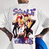 Bandai One Piece Принт Луффи Короткий рукав Свободный Мужские и Женские Летние Для поездок на работу Дышащая Спортивная Хлопковая Футболка 2026