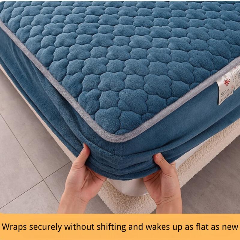 Цельная молочная бархатная хлопковая простыня на подкладке, кровать размера «queen-size», утолщенное покрывало, новый зимний флисовый защитный чехол для матраса