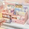 Cosmetics Organizer Desktop Cosmetic Storage Box Organizer Drawer Office Storage Rack Stationery Desk Pen Holder Bunny Drawer Organizer Cute Kawaii