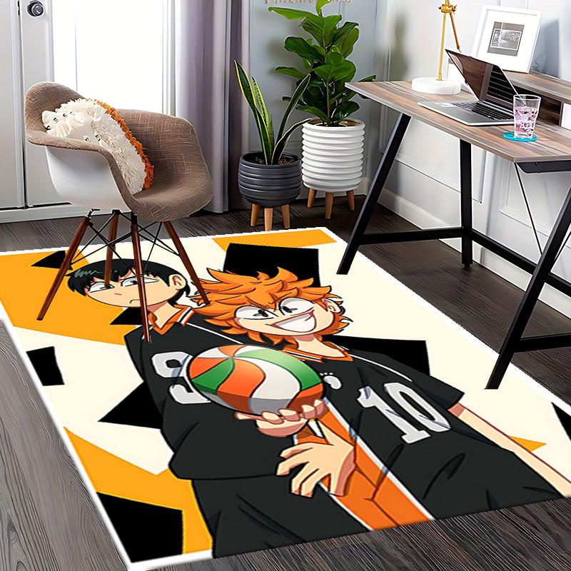 1pc Haikyuu!! Kageyama Tobio & Tsukishima Kei Volleyball Team Chair Mat, Anime Cartoon Design, Anti-Slip Carpet for Office and Home Decoration, Suitab