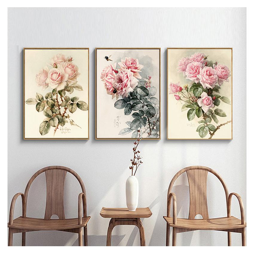 И принты, украшение дома, настенные художественные картины для гостиной, ностальгическая пасторальная картина на холсте, европейские ретро постеры с цветами без рамки