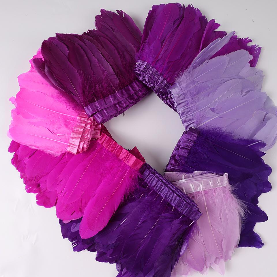 Отделка из гусиных перьев, лента-бахрома, 2 ярда/шт., швейные поделки, плюмаж для платья, юбки, настенное украшение для праздничной одежды
