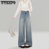 Light Blue High Waisted Loose Jeans for Women In Spring Autumn Winter Straight Leg Wide Leg Jeans