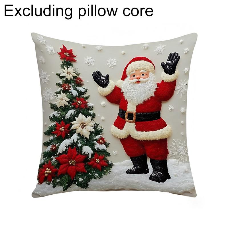 Christmas Pillow Cover Snowflake Velvet Jacquard Christmas Tree Elk Pillow Cushion Holiday Decoration Cushion Cover