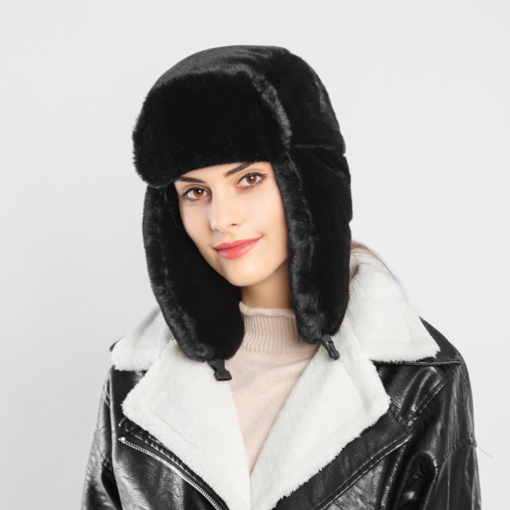 Женская зимняя плюшевая искусственная толстая шапка, защита для ушей, теплая плюшевая шапка