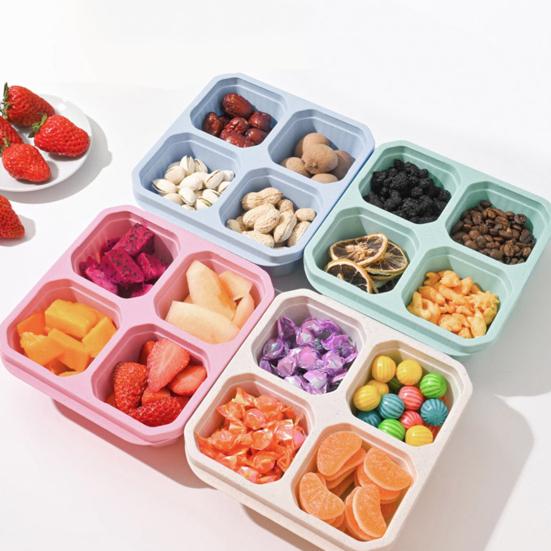 4 шт. коробки для закусок с 4 отделениями, многоразовые контейнеры для закусок с легко открывающейся крышкой для детей и взрослых, штабелируемые контейнеры для хранения еды для школы, дома, путешествий