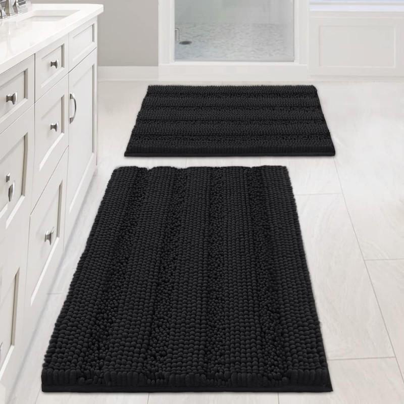 Thick Solid Chenille Bath Mat Non-Slip Absorbent Floor Rug Entryway Bathroom Kitchen Living Room