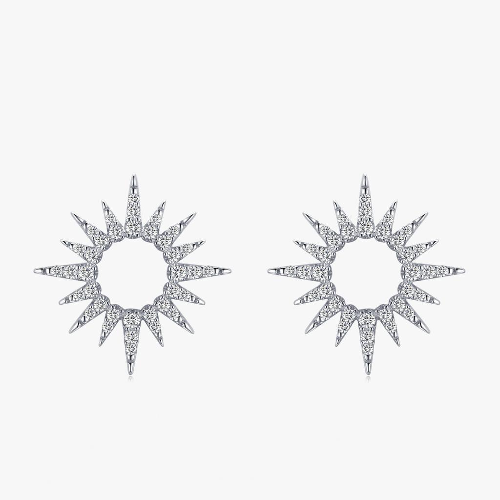 Ailmay 925 Sterling Silver Fashion Sun Flower Shape Sparkling Cubic CZ Stud Earrings for Women Fine Wedding Statement Jewelry