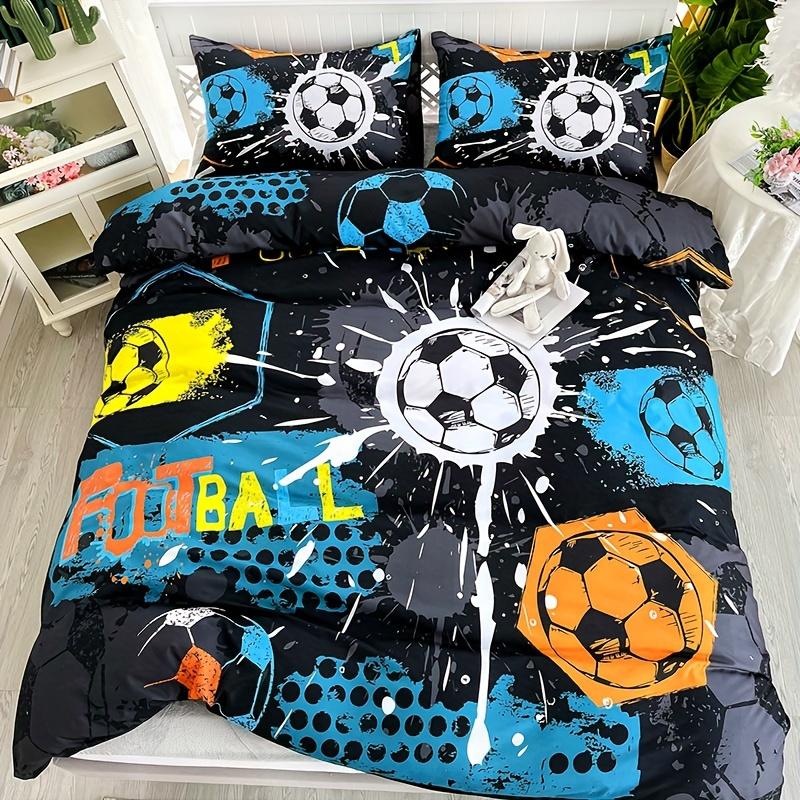 Anime Cartoon Sports Football Quilt Cover Set 1 Quilt Cover+2 Pillowcases High-Definition Printing For Home And Dormitory