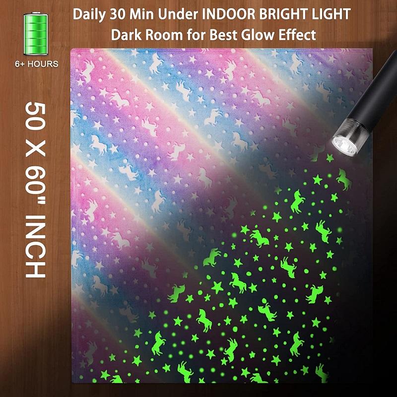 Glow In The Dark Blanket Unicorn Blanket Luminous Warm Flannel Blankets Bedroom Magic Blankets Super Cozy Plush Siesta Leisure Coverings