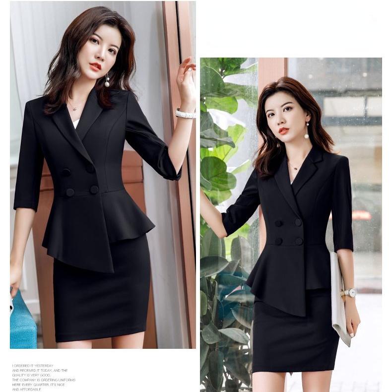 Женская высококачественная профессиональная одежда, костюм, юбка с рукавами семь четвертей, комплект курток