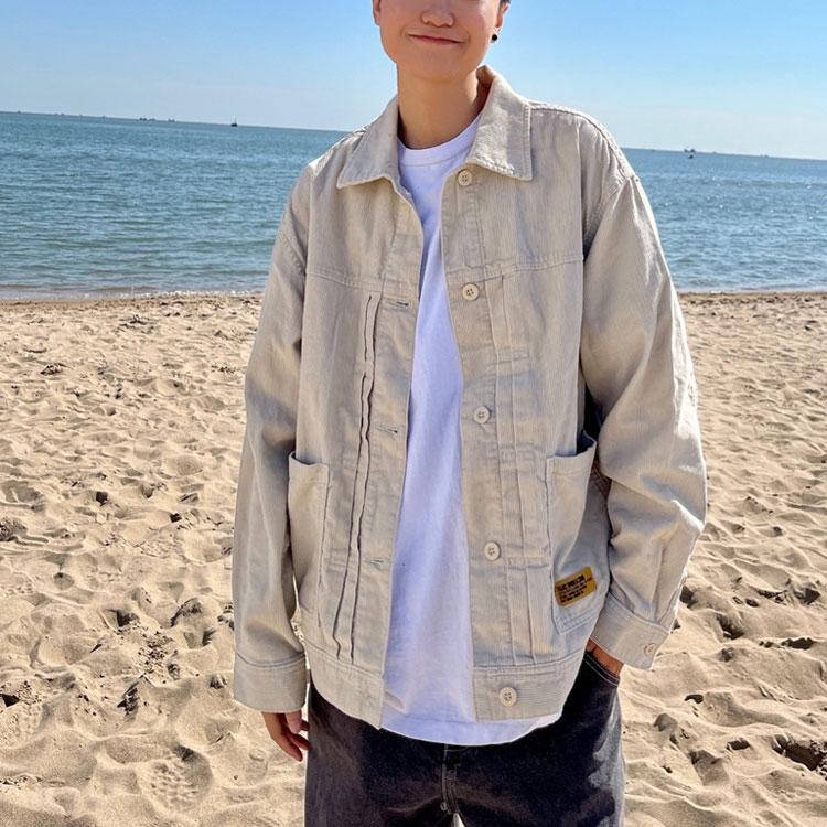 Vans Куртка с принтом медведя для работы Джинсовая куртка унисекс Белая VN0A54MA2N1