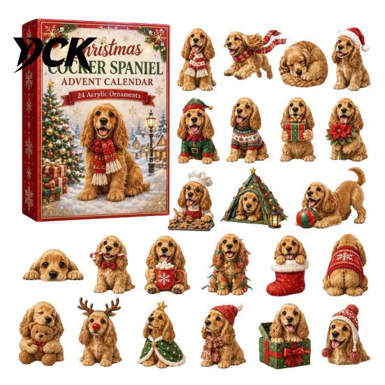 Holiday Countdown Toy Animal Advent Calendar 2026, 2D Christmas Box with Collectable Ornament Acrylic Dog Pendants, Festive Tree Hanging