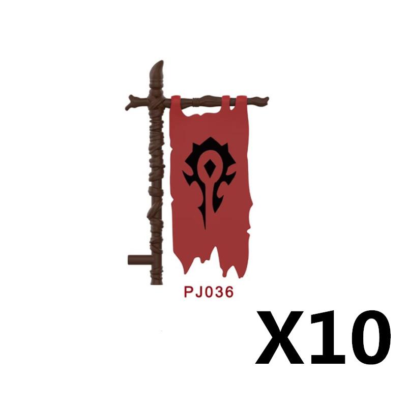 Medieval Castle Green Dragon Knight Building Blocks Figure Accessory Shield Vest Warhorse Cape Orc Flag Mount Wolf Toy Gift D123