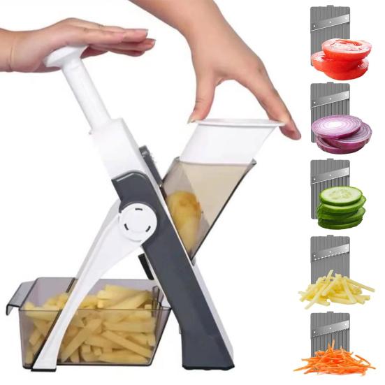 Настольная овощерезка с 5 лезвиями, регулируемая толщина, многофункциональный резак для моркови, картофеля, редиса, инструмент для нарезки овощей, кухонные гаджеты