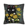 Black Cat Pillow Cover Floral Novelty Pillow Case For Couch Sofa Bedroom Design Pillowcases Birthday Present