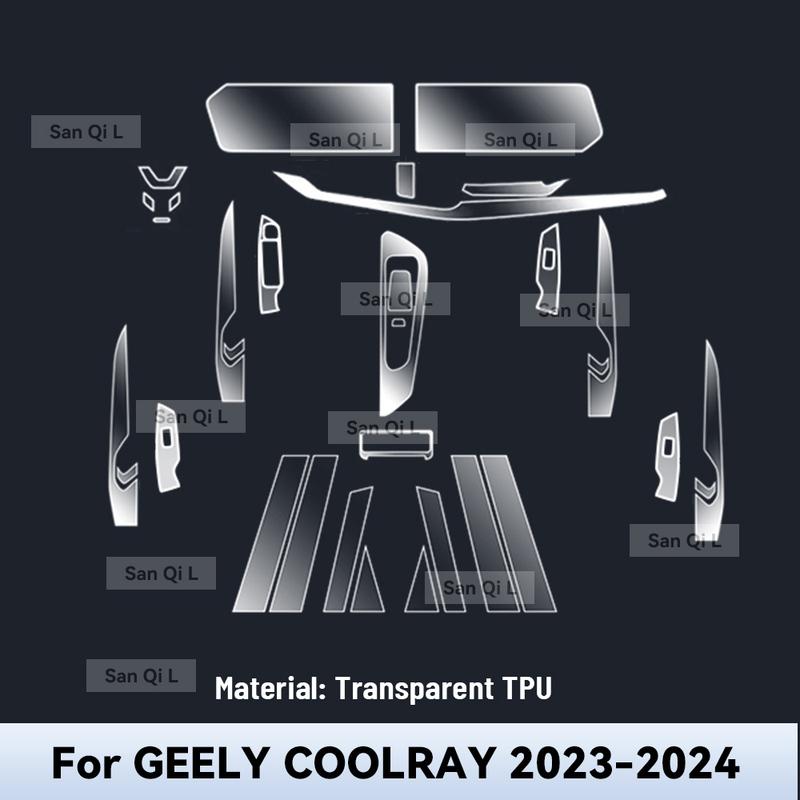 Прозрачный ТПУ для GEELY COOLRAY 2024 Центральная консоль автомобиля Медиа-панель Приборная панель Навигация Защита от царапин Пленка для интерьера