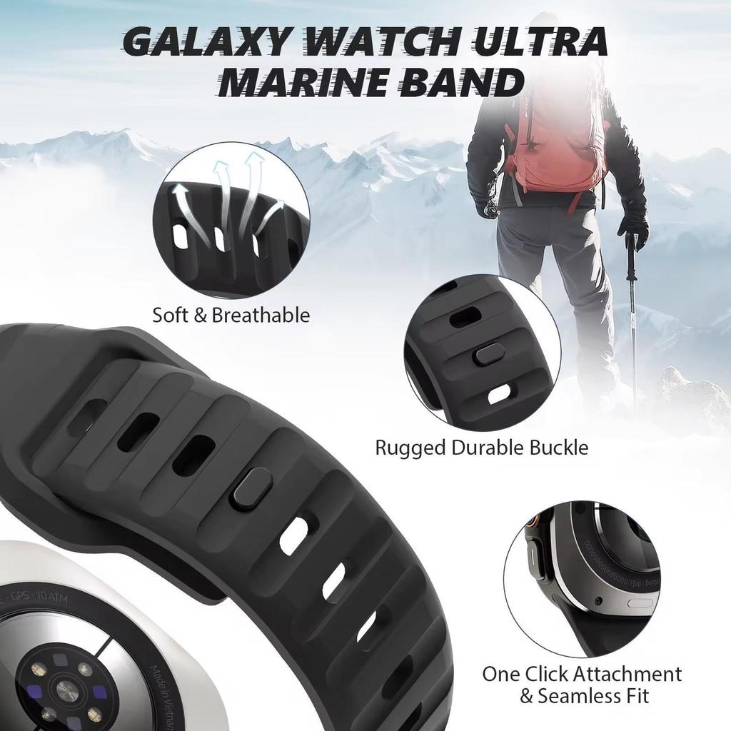 Совместимый силиконовый спортивный ремешок с обратной пряжкой для Samsung Galaxy Watch7 Ultra 47 мм