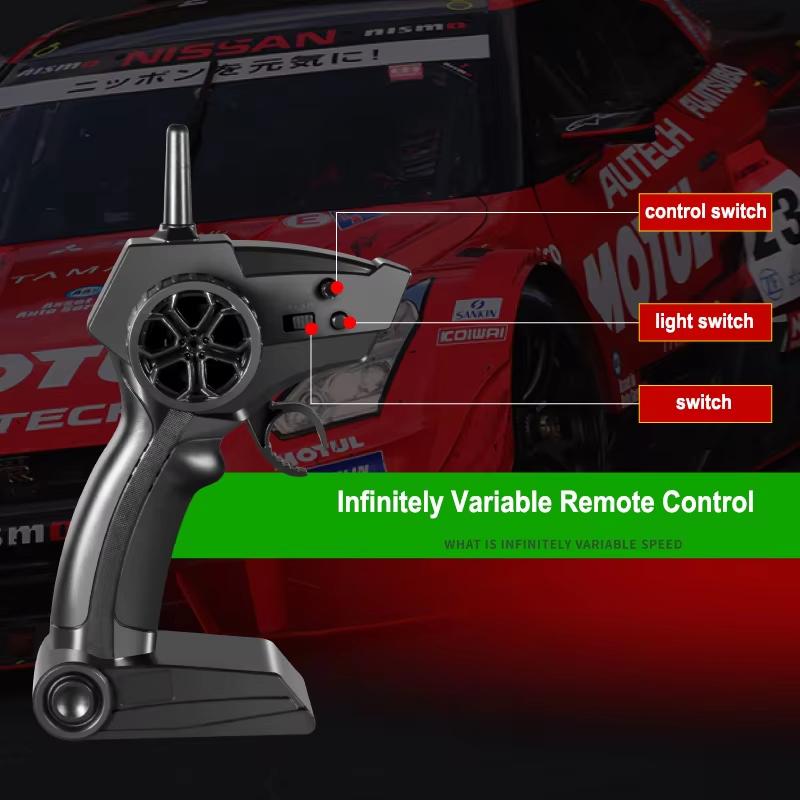 2024 New Half-scale Four-wheel Drive GTR Remote Control Car 4×4 Drive 30km/h High Speed Drift 2.4G CVT RC Car Toy Boy Toy Gift