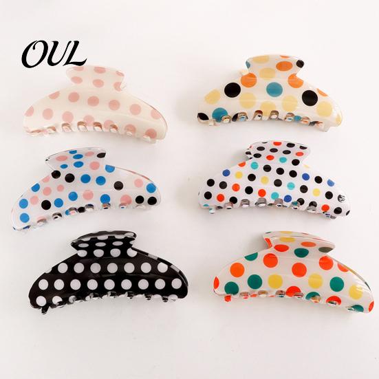 Hair Clip for Thick Large Strong Grip Clip, Dot Print Claw, Portable Accessory Updos Half-Tied Hairstyles Updo