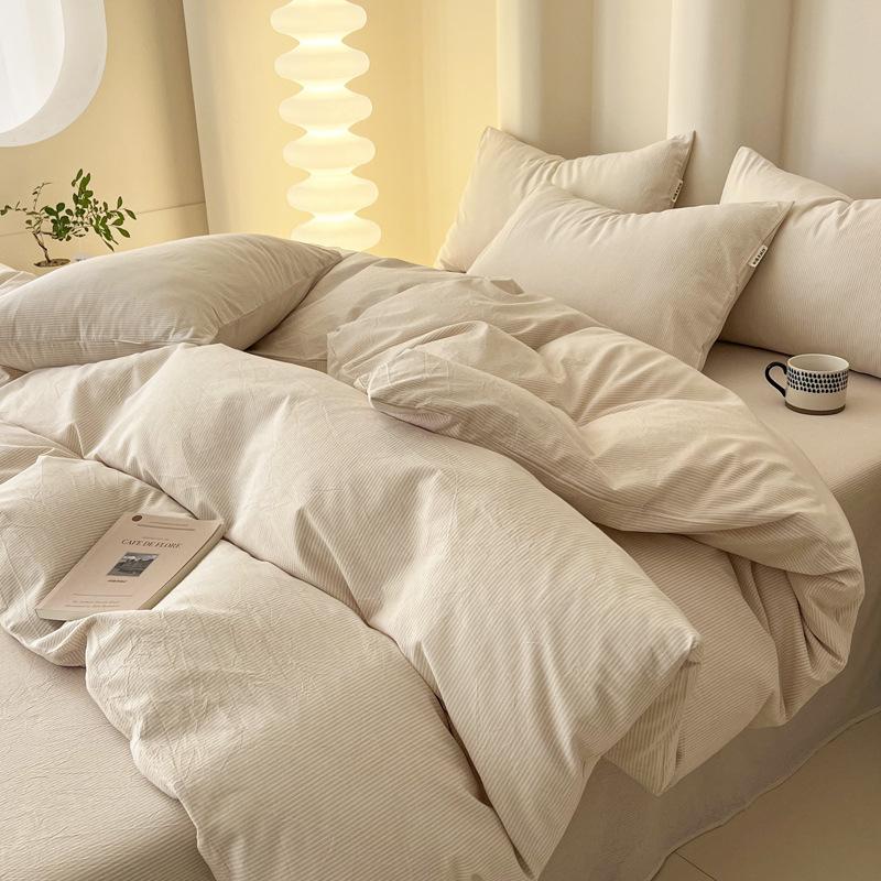 Хлопковая простыня Пододеяльник Спальня Двухъярусная кровать Покрывало из чистого хлопка Простыня Постельный набор Простой стиль