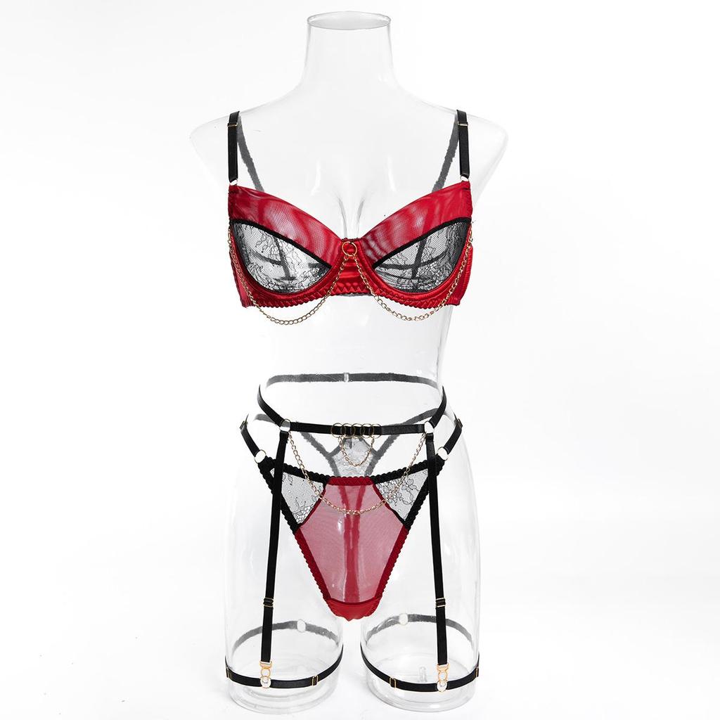 Autumn/Winter Color Block Lace Mesh Bra Set: Sexy & Stylish