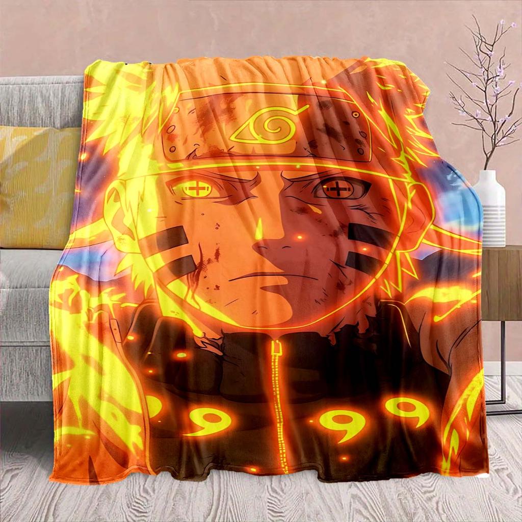 Фланелевое одеяло из аниме Наруто - Мягкое, теплое, идеально подходит для дивана, постельного белья, кемпинга, путешествий, офиса, домашнего декора -QJY