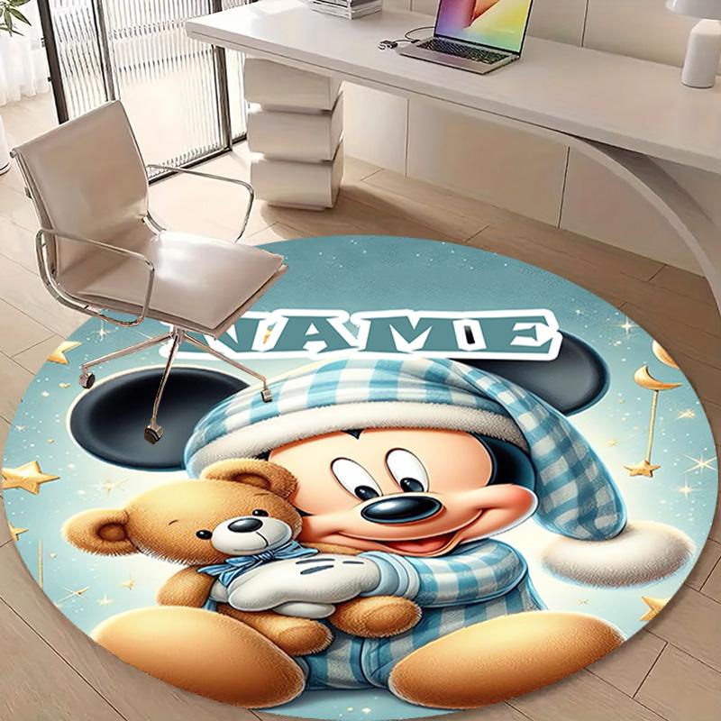 Personalized M-Mickey Round Chair Office Rug - Perfect for Mat, Office Chair & More - Ideal Gift for Birthdays and Holidays