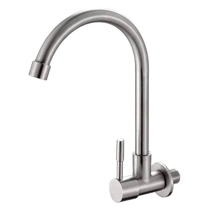 Modern Single-Handle Cold Water Stainless Steel Kitchen Sink Faucet Wall-Mounted Single-Hole Installation