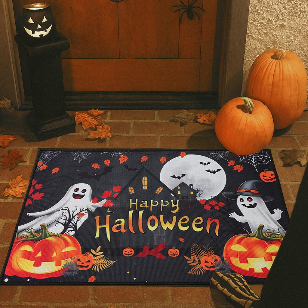 Halloween Crystal Velvet Doormat Halloween Theme Party Decoration Kids Favor Pumpkin Ghost Doormat Trick or Treat Party Supplies