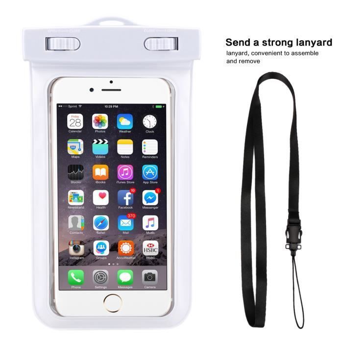 Pochette Sac étanche Universel Waterproof Case Bag Housse Etui pour iPhone, Samsung et les Autres Smartphones 6'' (Blanc) - A011