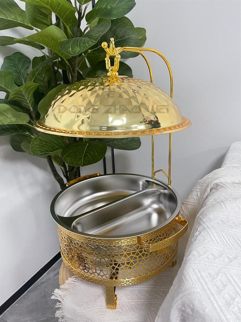 Золотой самовар с крышкой и подставкой "Четырехлистник" - объемы 4 л и 8 л