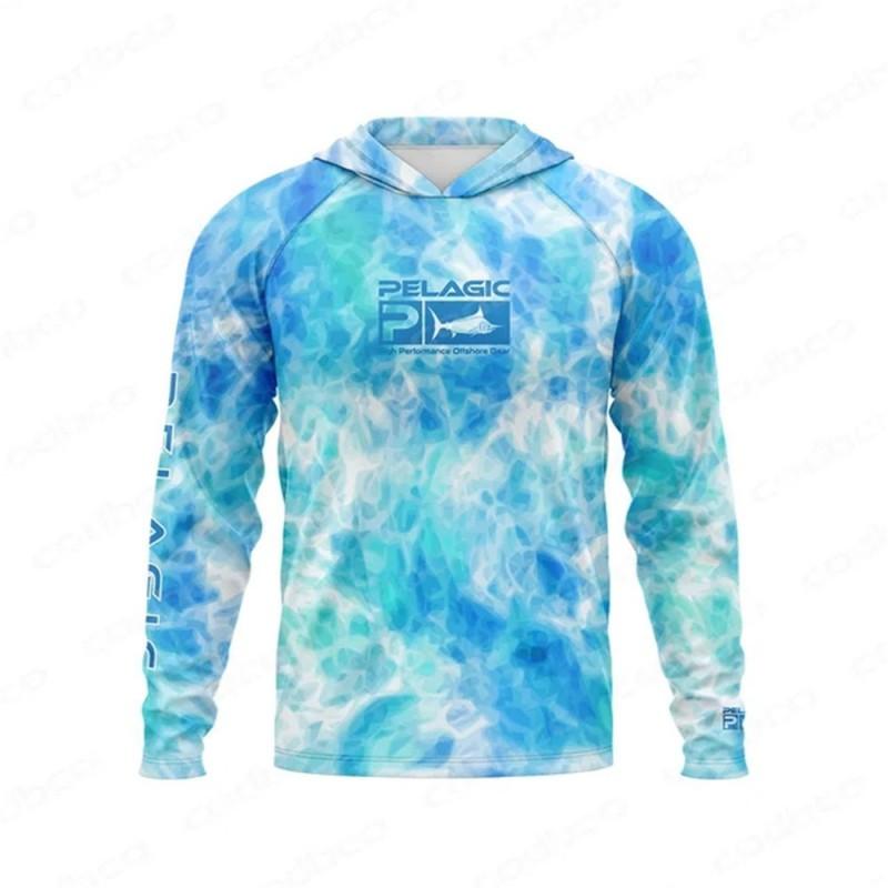 Mens Quick-Dry UV Protection Long Sleeve Hooded Fishing Shirt Outdoor Sports Cycling Running Hiking