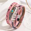 Bohemian Bracelet Gravel Feather Leather Women's Bracelet Vintage Feather Turquoise Magnet Buckle Bracelet