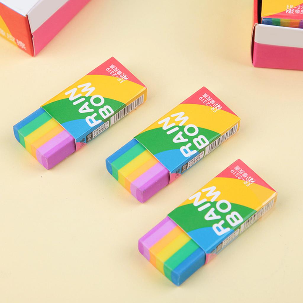 2B Eraser Rainbow Mini Eraser for Children Soft Eraser Soft School Eraser Set Excellent Clean Erasing for School Kid
