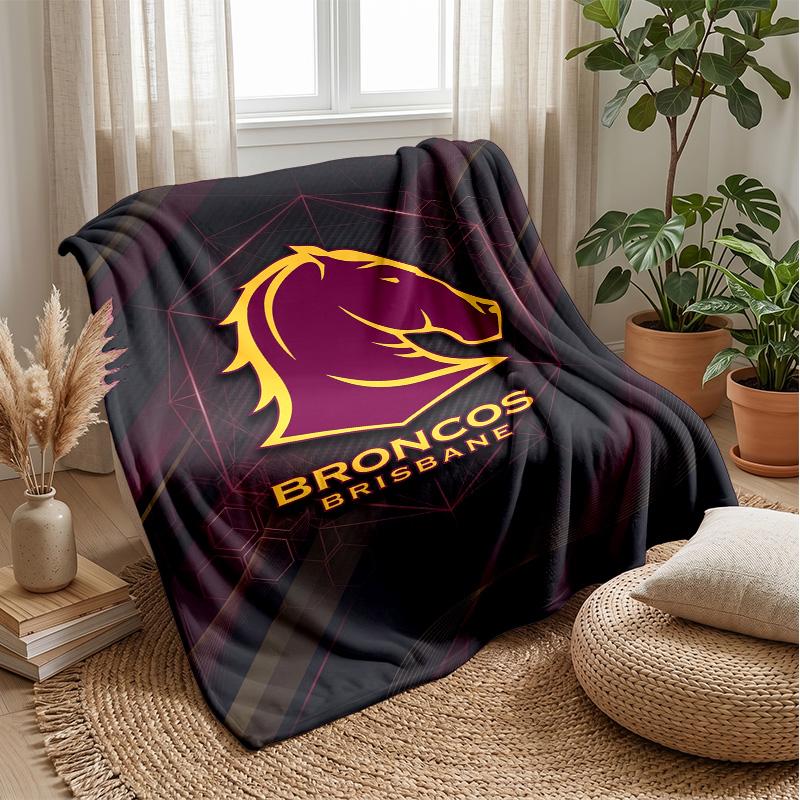 Brisbane Broncos Flannel Fleece Blanket Cozy Warm Throw Blanket For Couch Bed Travel All Season Use