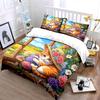 Orange Cat with Floral Hat Bedding Duvet Cover Set  (1*Duvet Cover 2*Pillowcases, without duvet insert)