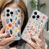 Flowers Print Clear Case For iPhone 15 14 Pro Max 13 12 Pro 11 XS XR 8 7 Shockproof Soft Silicone Slim Protection Phone Cover