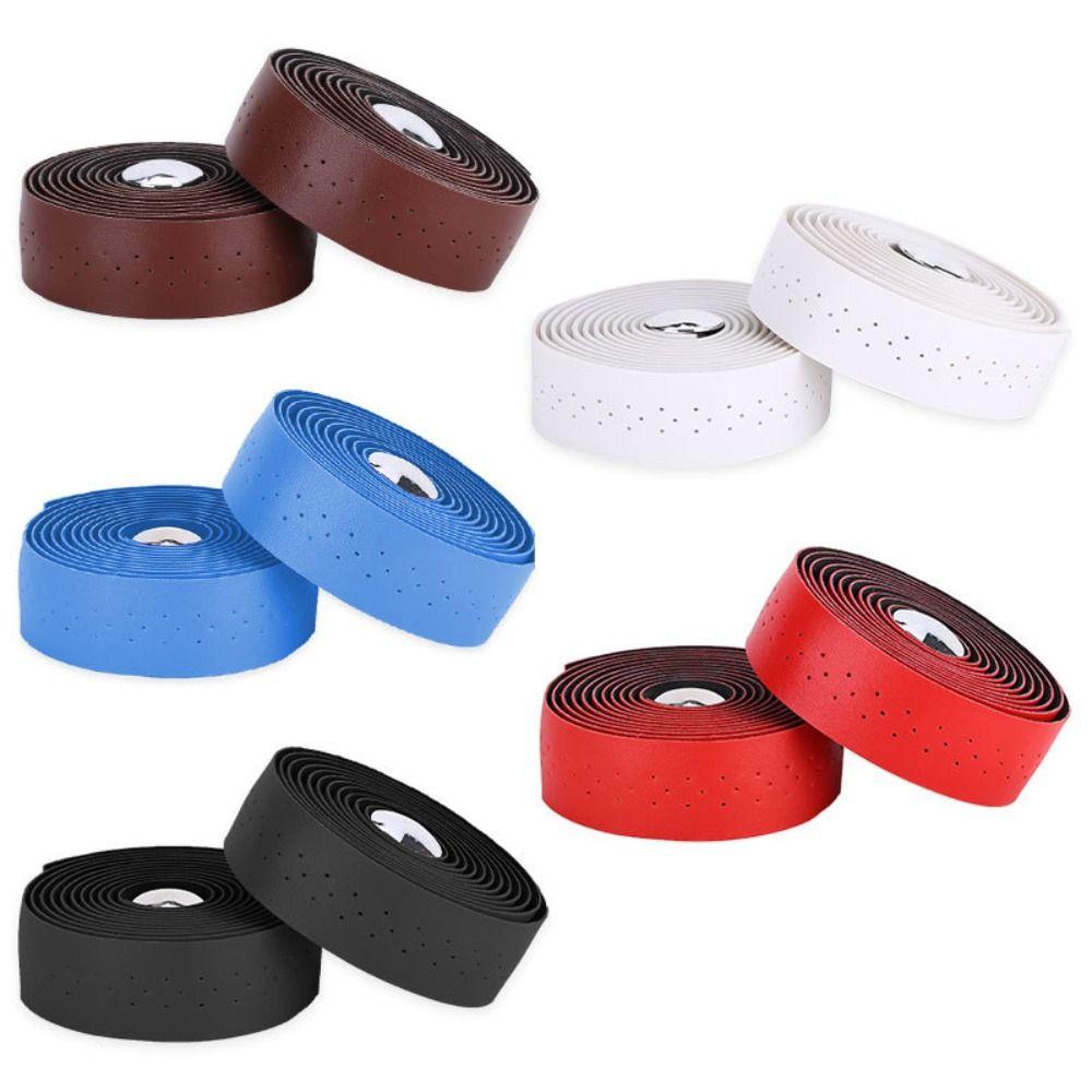 Breathable Bicycle Handlebar Tape PU Leather With 2 Plugs Bike Accessories Bike Perforated Belt
