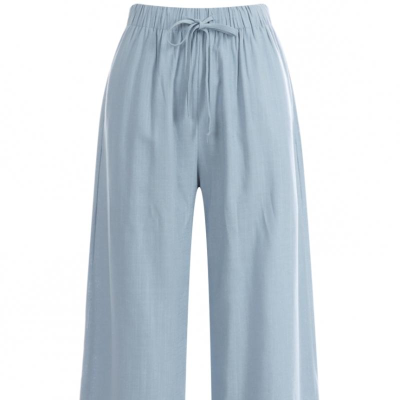 Shop Women S waiSt Strap Linen Wide pantS Black Pic Wpt 11877