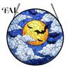 Stained Glass Style Wall Art Halloween Suncatcher Ornament, Vintage Hanging Window Decor with Pumpkin Ghost Bat Witch Festival Atmosphere Gifts