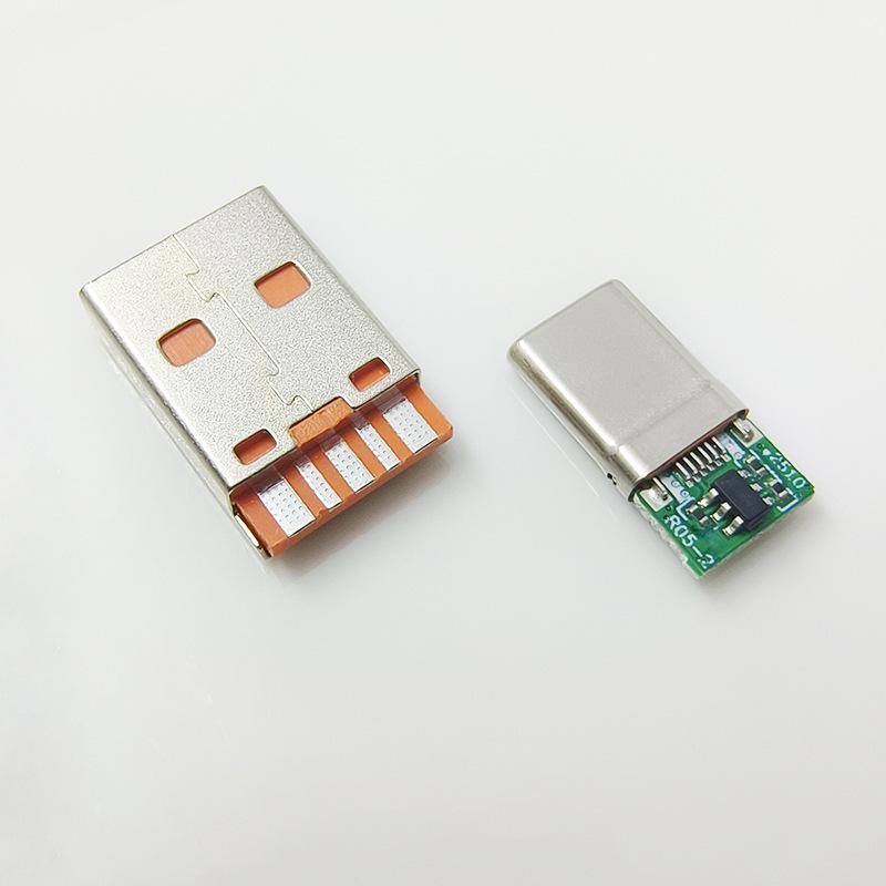 65 Вт USB-C Штекер, 5-жильная Пайка, Оранжевая Резина, Быстрая Зарядка для OPPO, Xiaomi, VIVO, Huawei