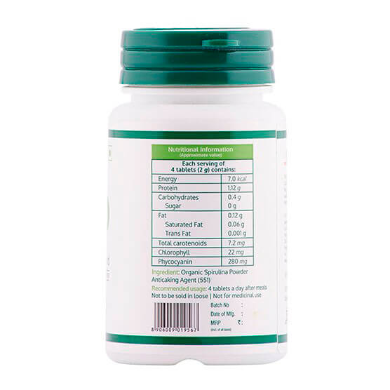 Спирулина (120 таб, 500 мг), Organic Spirulina Tablets, Parry Wellness