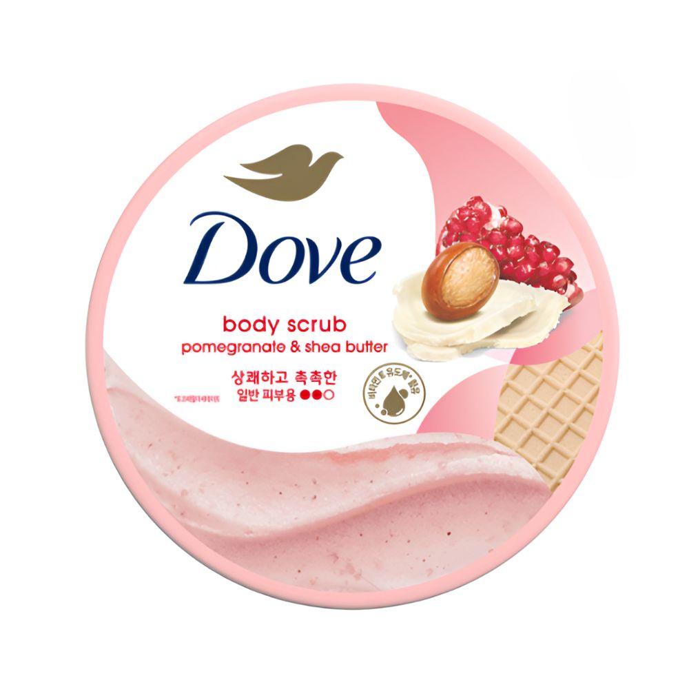 DOVE Отшелушивающий скраб для тела 298 г (Гранат и масло ши / Полуночная лаванда / Цветение вишни / Кокос и кленовый сахар)