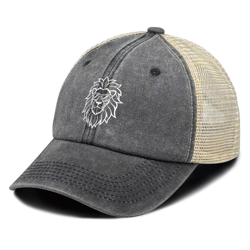 White Lion Printed Snapback Baseball Cap Adjustable Summer Breathable Simple Distressed Cap For Gifts Outdoor Cycling Hiking